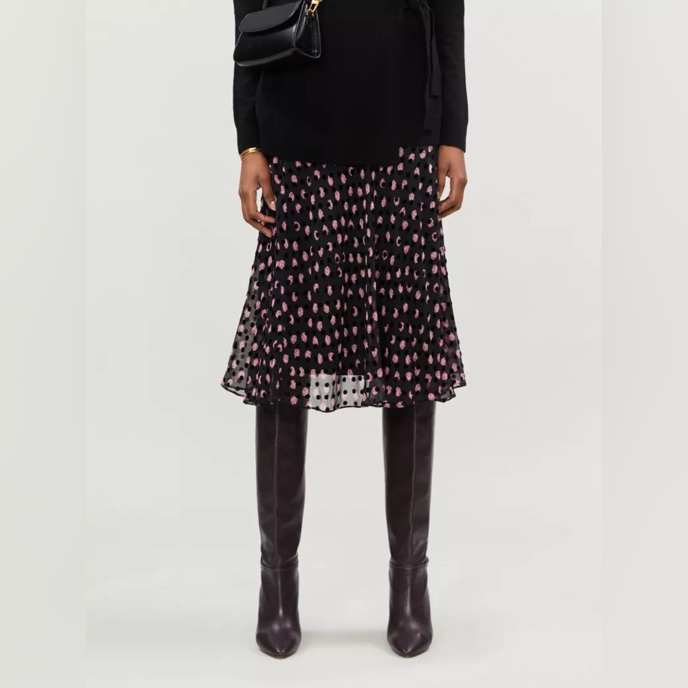 DIANE VON FURSTENBERG Molly Printed Devoire Silk-blend Chiffon Midi A-Line Skirt